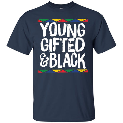 African Pride History Heritage T-shirt Young Gifted And Black Navy
