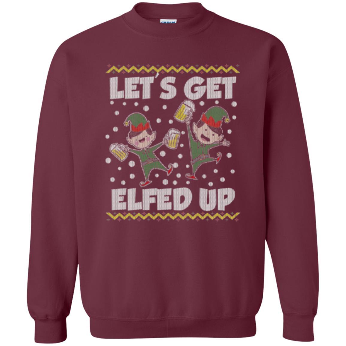 Christmas T-shirt Let's Get Elfed Up Maroon