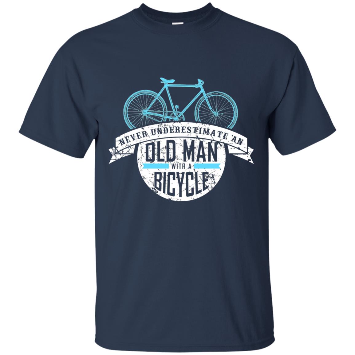 Mens Never Underestimate An Old Man With A Bicycle T-shirt Navy