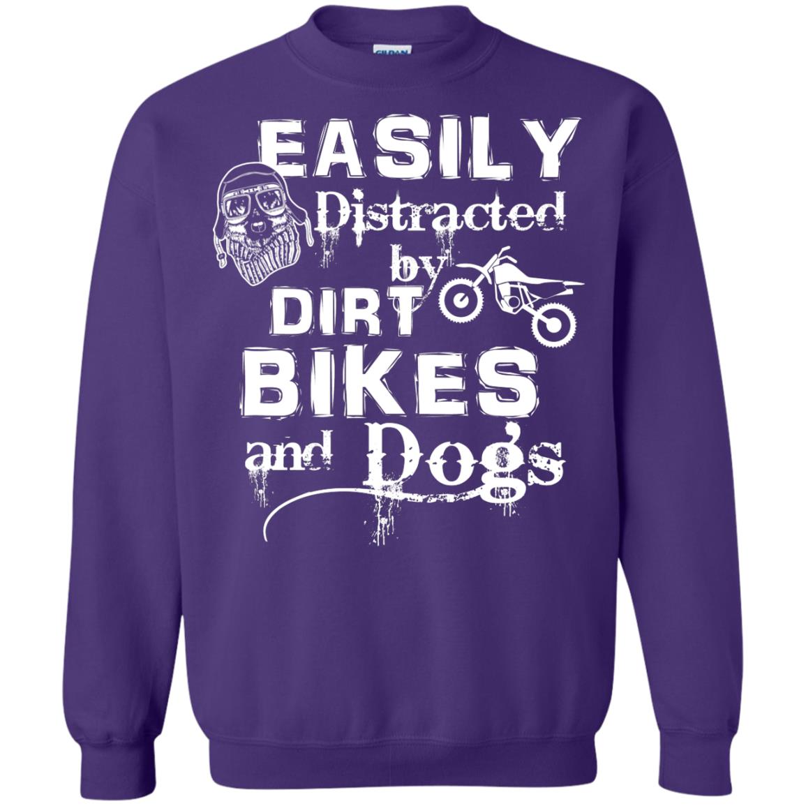 Dogs And Bikes Lover T-shirt Easily Distracted By Dirt Bikes And Dogs Purple