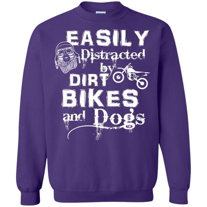 Dogs And Bikes Lover T-shirt Easily Distracted By Dirt Bikes And Dogs Purple
