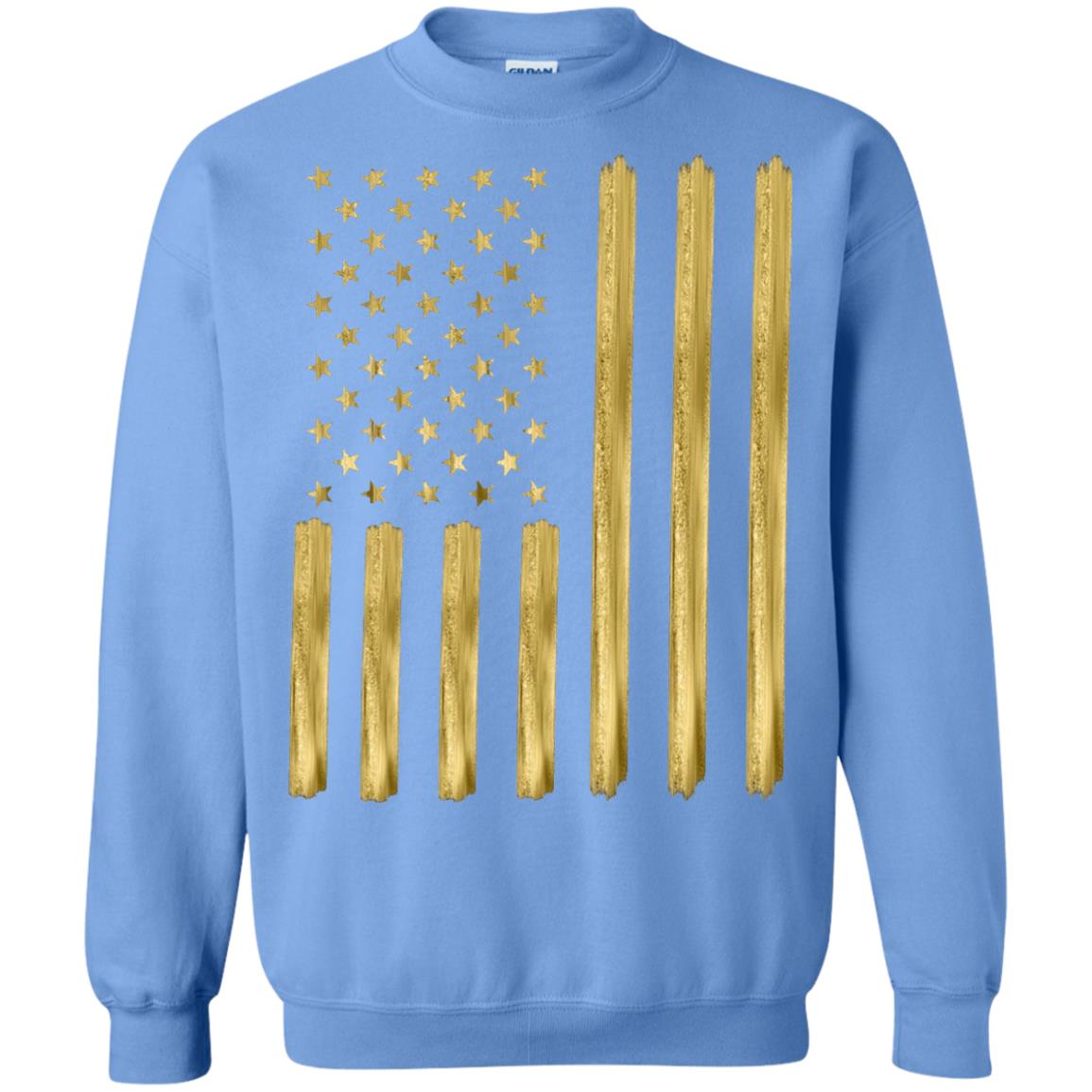 Faux Gold Paint American Flag T-shirt Carolina Blue