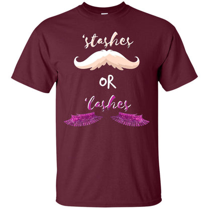Stashes Or Lashes Funny Baby Gender Shower Reveal Pregnancy Shirt Maroon