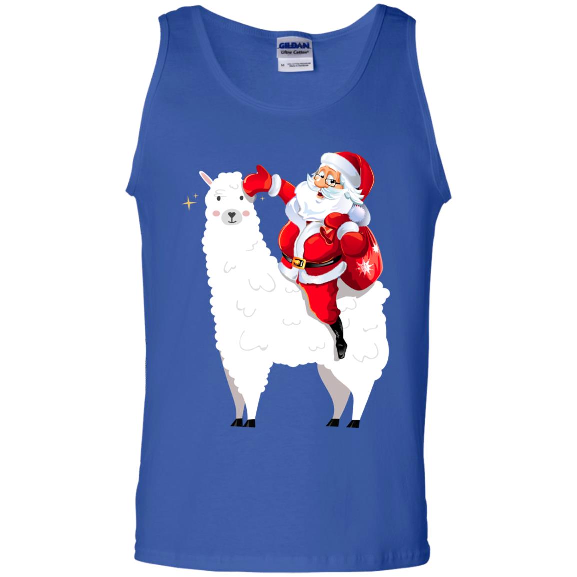Alpaca Llama And Santa Claus X-mas Gift Shirt Royal