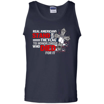 Real Americans Stand For The Flag To Honor Those Who Died For It Veteran Shirt Navy