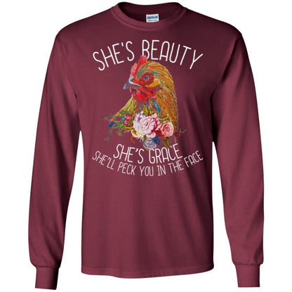 Chicken T-shirt She's Beauty She's Grace Maroon