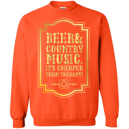 Beer Country Music Its Cheaper Than Therapy Beer Lover Shirt Orange