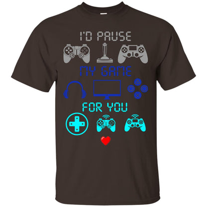 Gamer T-shirt I'd Pause My Game For You Dark Chocolate