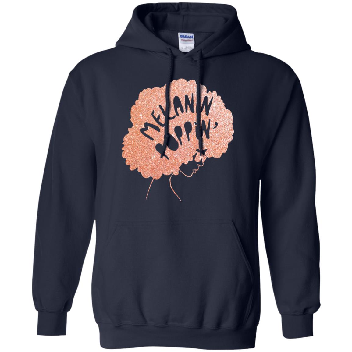 Melanin Poppin Black Beauty African Pride Rose Gold T-shirt Navy
