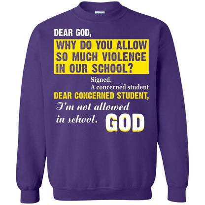 Anti Gun T-shirt Dear God Why Do You Allow So Much Violence In Our School Purple