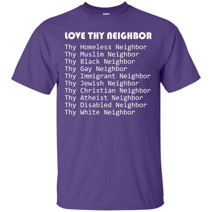 Love Thy Neighbor Pun Interfaith Tolerance Religion T-shirt Purple