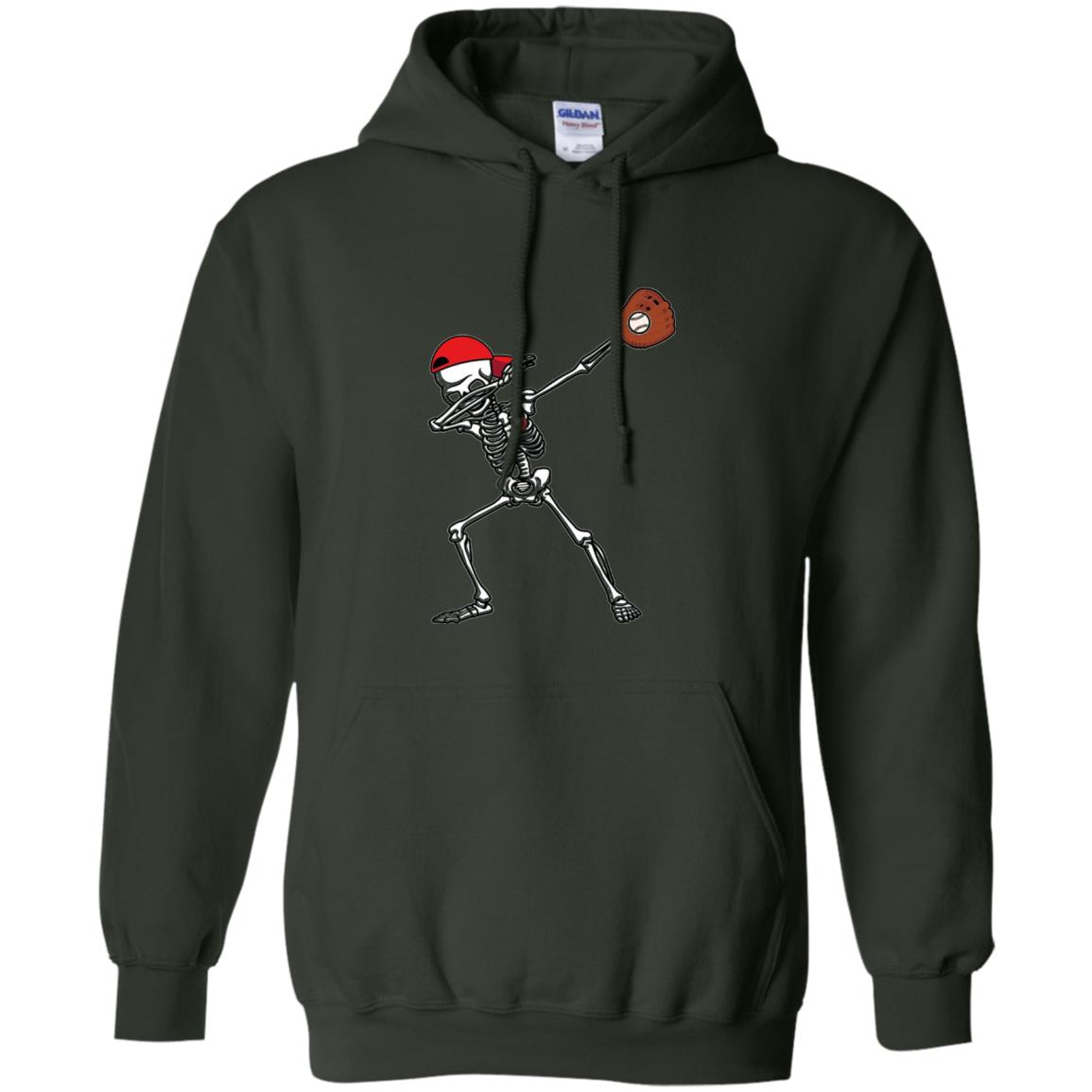Dabbing Skeleton Baseball Lover T-shirt Forest Green