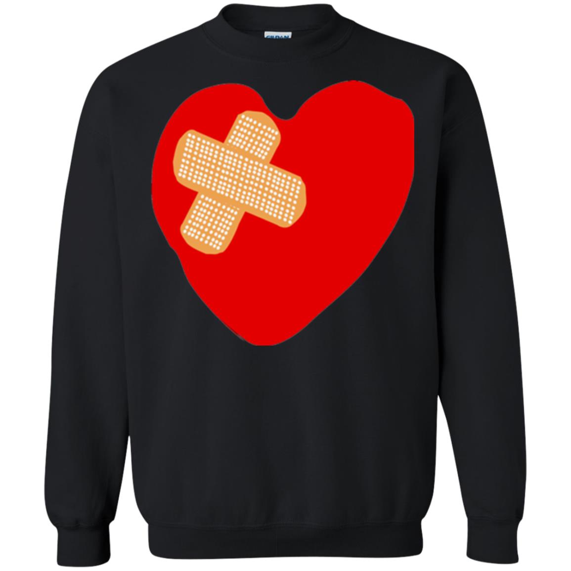 Funny Patched Up Heart Graphic T-shirt Black