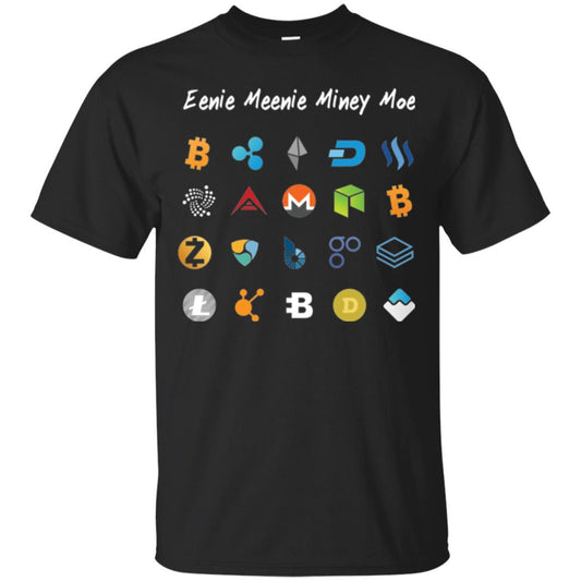 Bitcoin Litecoin Ethereum T-shirt Eenie Meenie Miney Moe Black