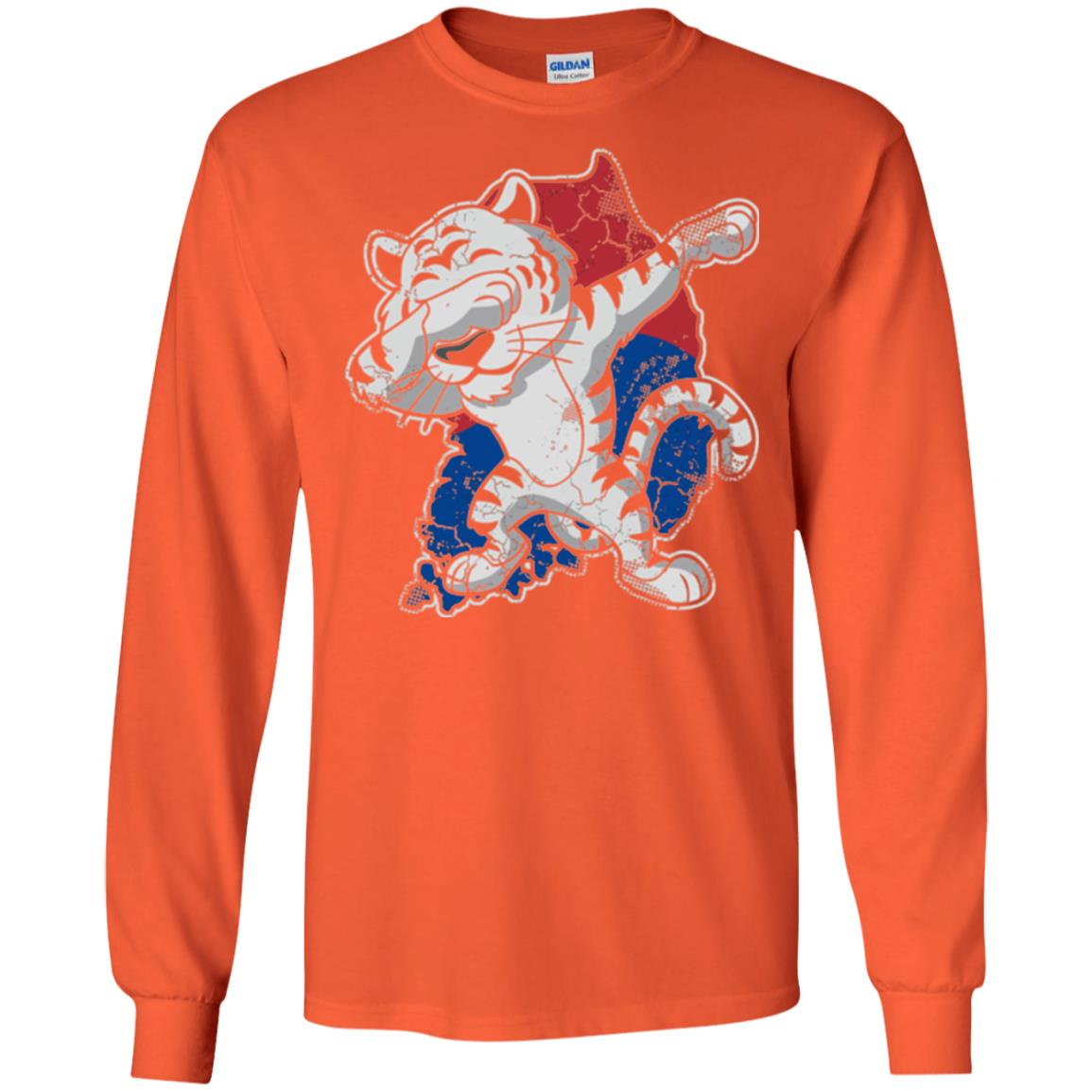 Dabbing White Tiger South Korea Flag T-shirt Orange