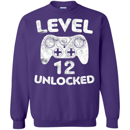 Level 12 Unlocked 12th Video Gamer Birthday Shirt Purple