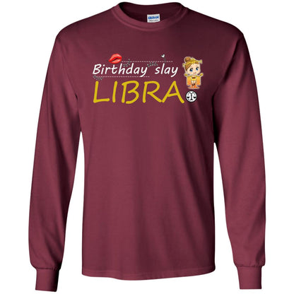 Cute Libra Girl Birthday Lip Slay T-shirt Maroon