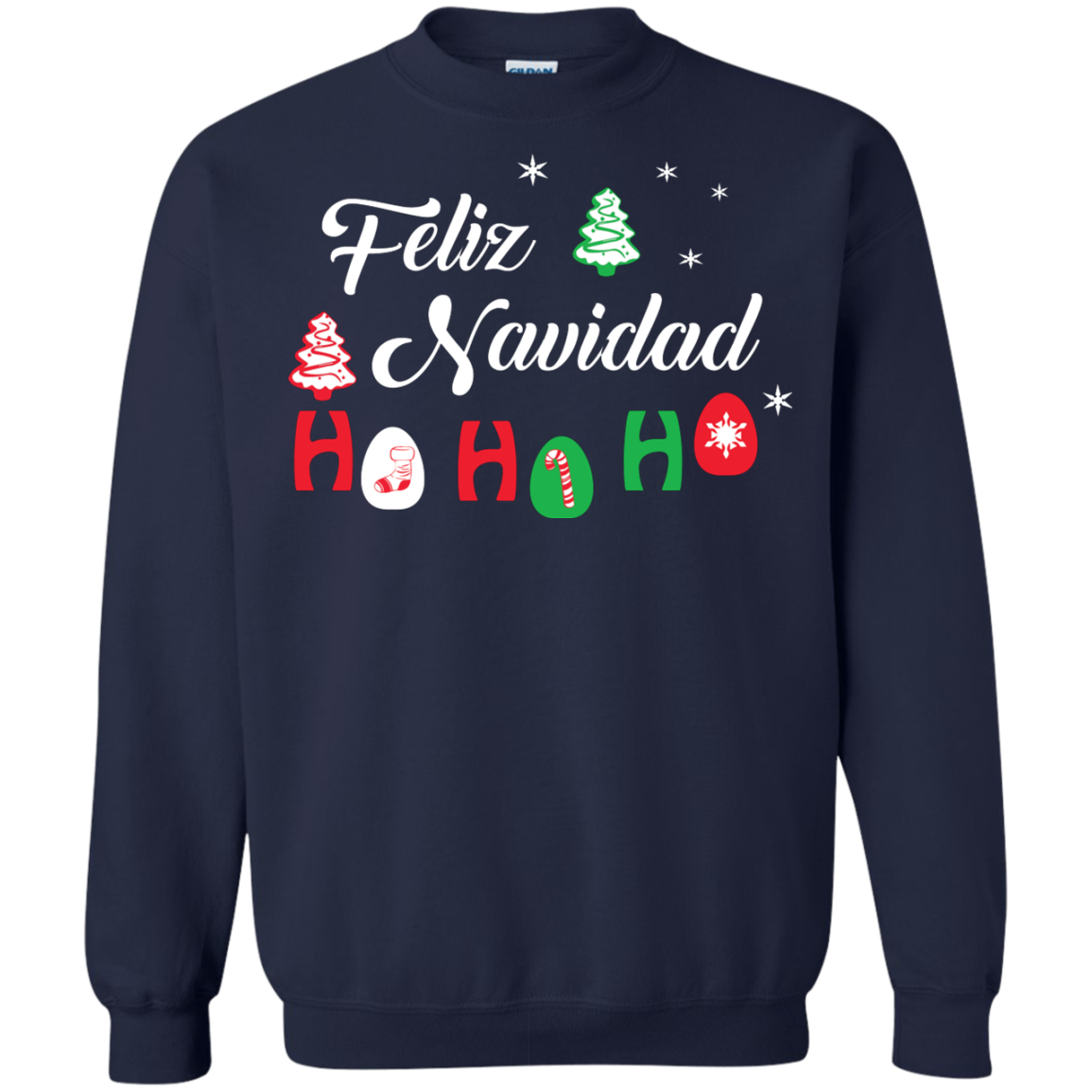 Chirstmas T-Shirt Feliz Navidad Ho Ho Ho Navy