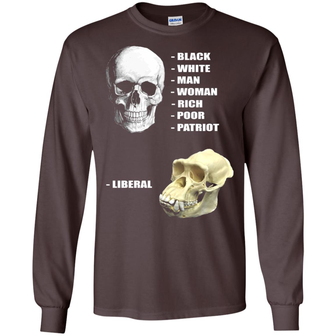 Funny Cool Skulls T-shirt Modern America Patriot Liberal Dark Chocolate