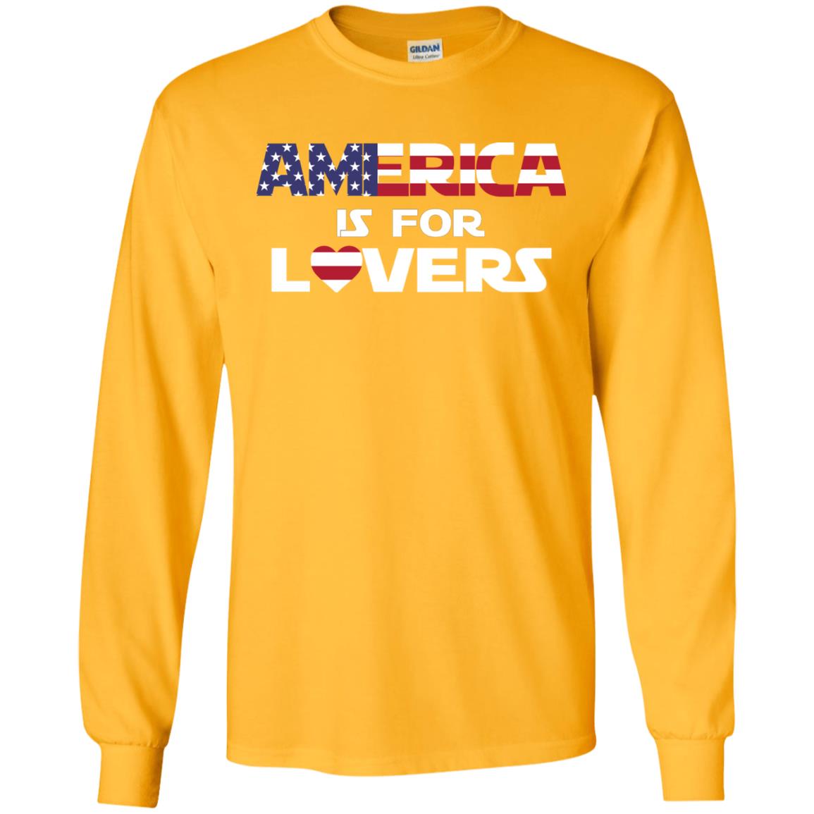 America Is For Lovers Flag Of United States Shirt Gold