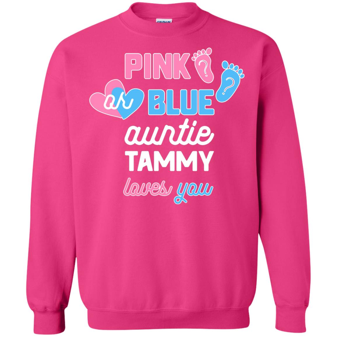 Gender Reveal Aunt Shirt Pink Or Blue Auntie Tammy Love You Heliconia