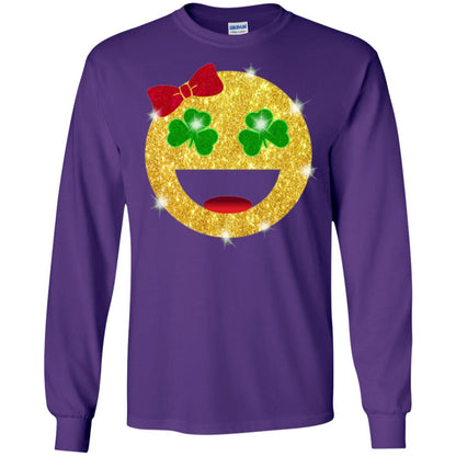 Happy Gold Blink Emoji Saint Patrick's Day T-shirt Purple