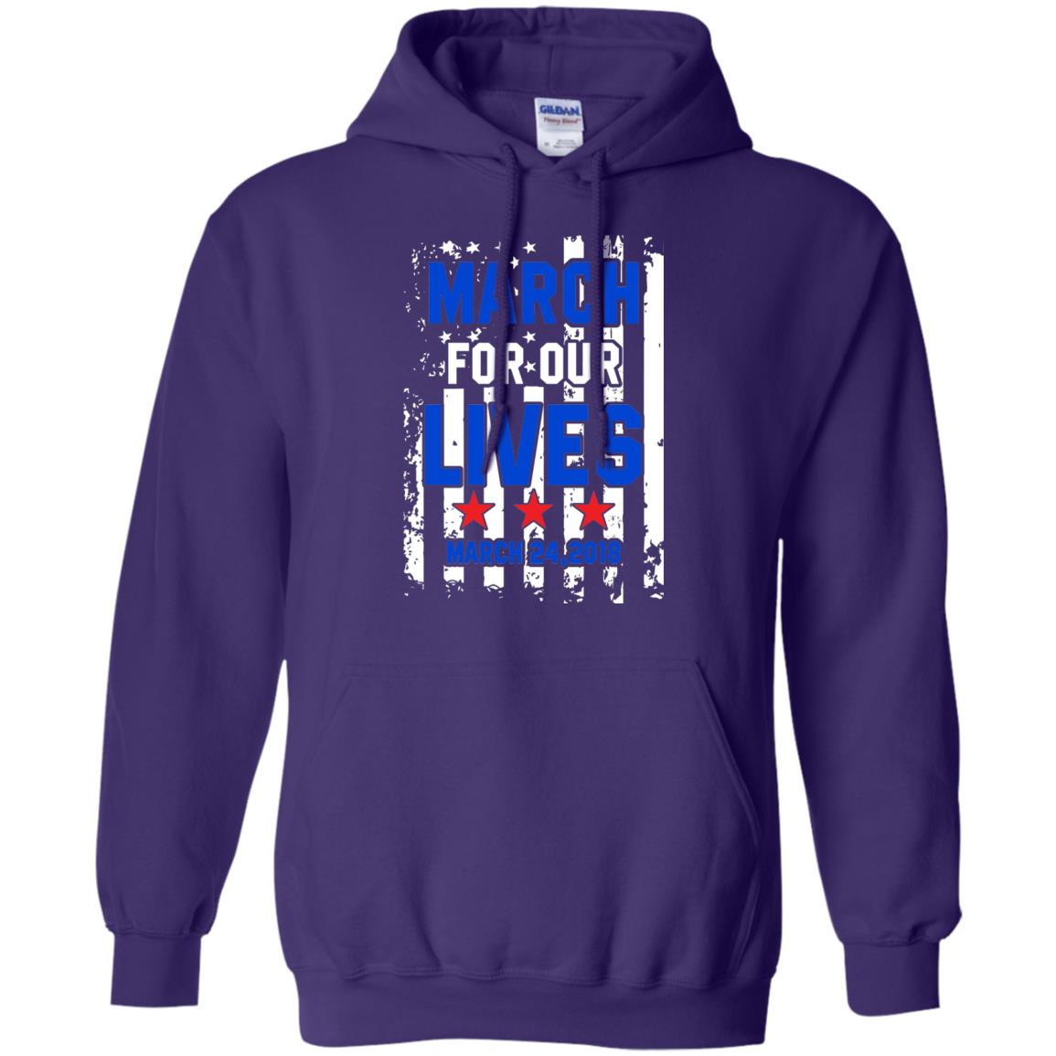 March For Our Lives With American Flag Gun Control T-shirt Purple