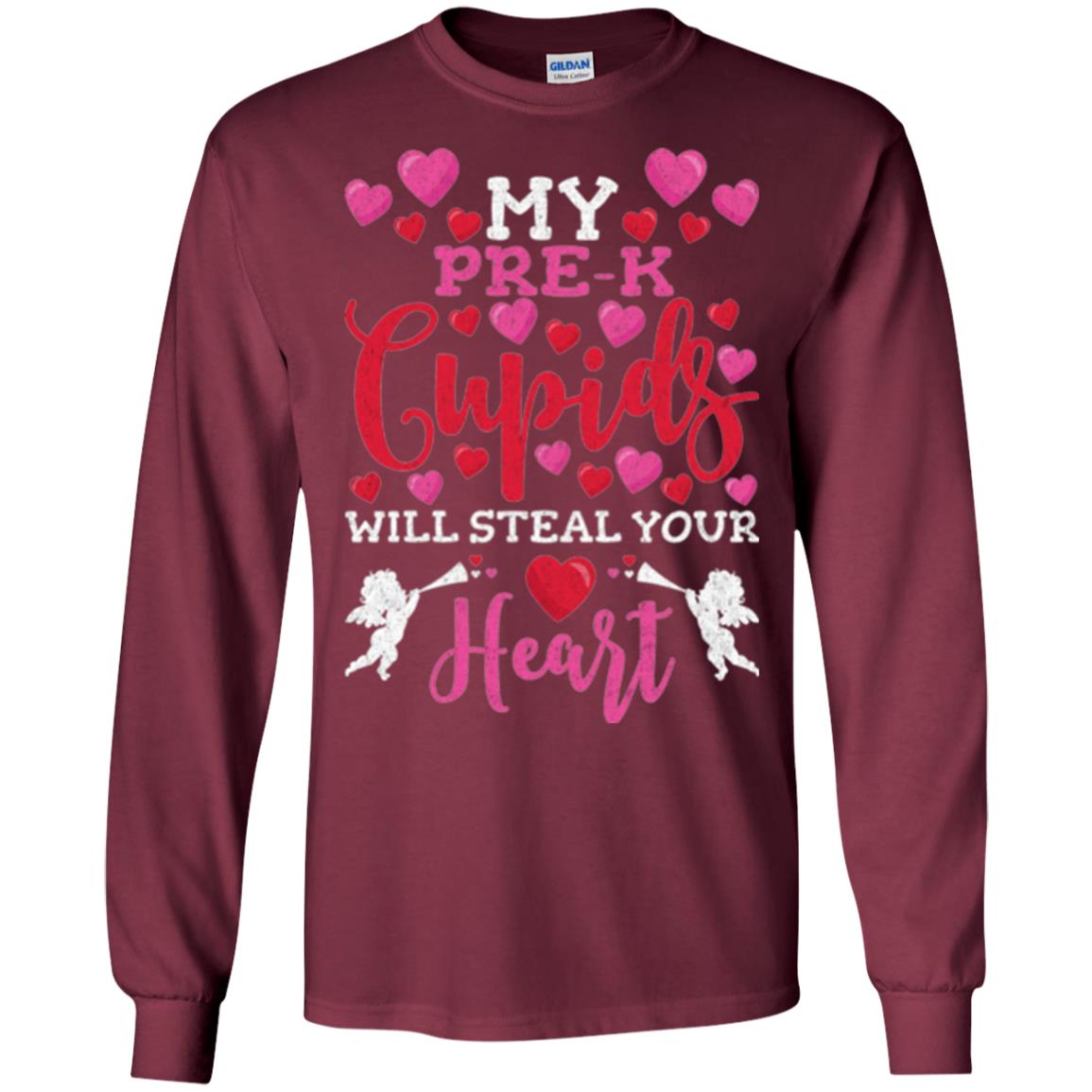 Teacher Valentines Day Shirt My Pre-k Cupids Will Steal Your Heart Maroon