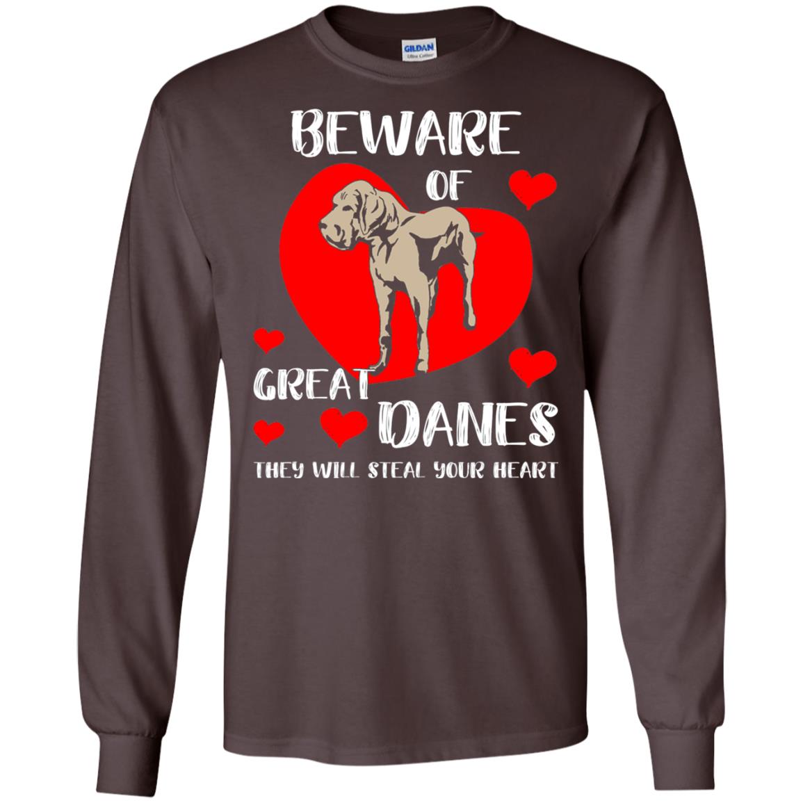 Beware Of Great Danes They Will Steal Your Heart Cute Shirt Dark Chocolate
