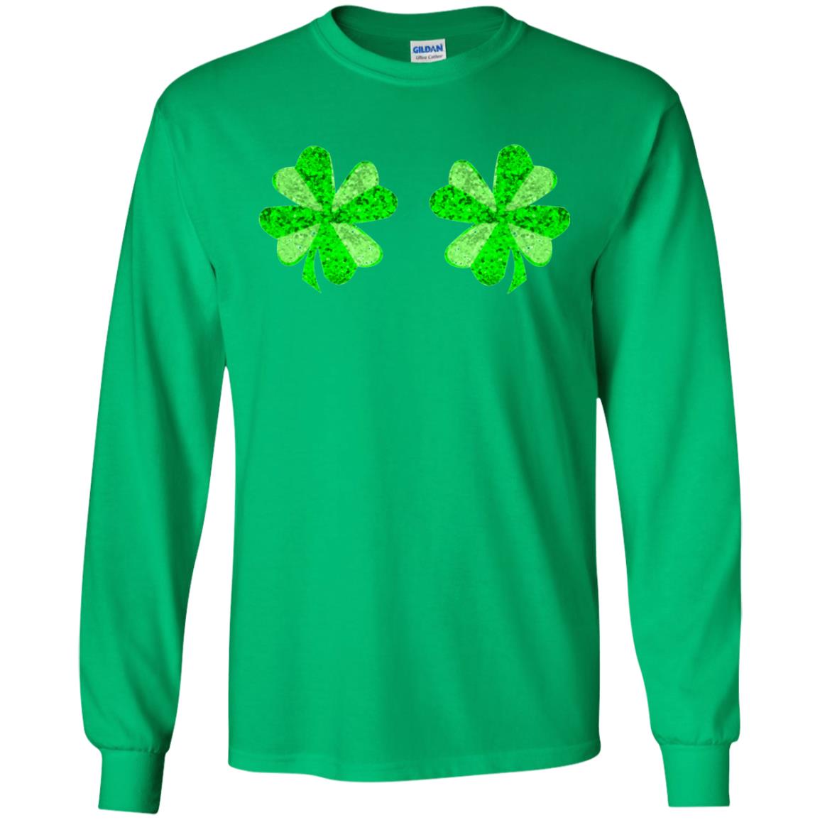 Funny Shamrock Boobs St Patricks Day T-shirt Irish Green