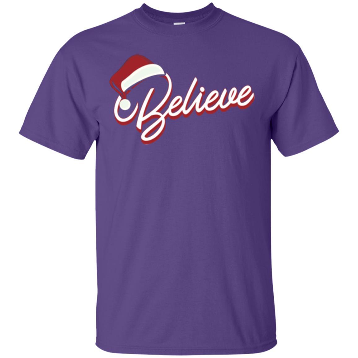 Christmas T-shirt Believe In Santa Claus Purple