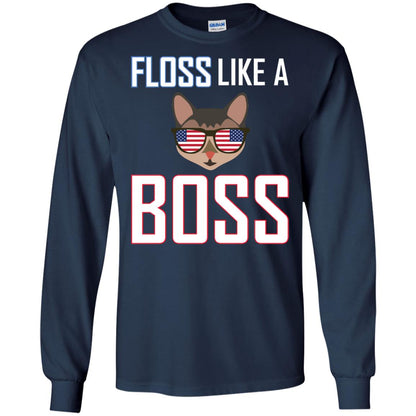 Floss Like A Boss Cat Shirt Navy