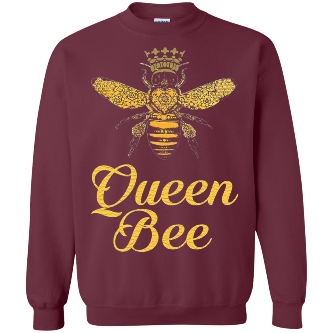 Bee Lover T-shirt Queen Bee Crown T-shirt Maroon