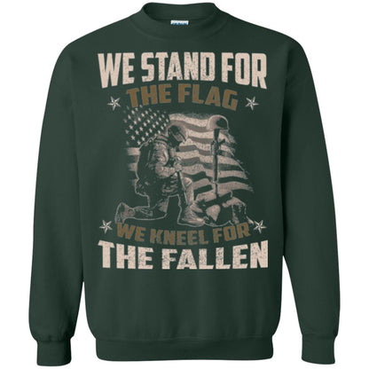 Veteran T-shirt We Stand For The Flag, We Kneel For The Fallen Forest Green