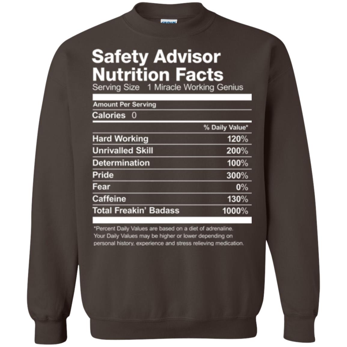 Safety Advisor Nutrition Facts Funny T-shirt Dark Chocolate