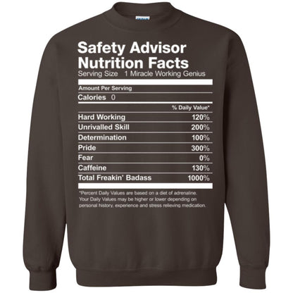 Safety Advisor Nutrition Facts Funny T-shirt Dark Chocolate