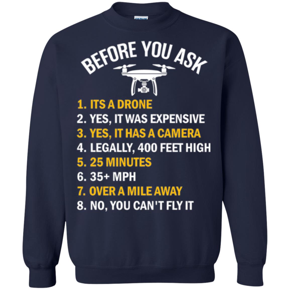 Before You Ask Funny Drone T-shirt You Can_t Fly It Navy
