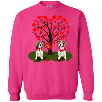 Valentine Beagle Couple Heart Tree Shirt Heliconia