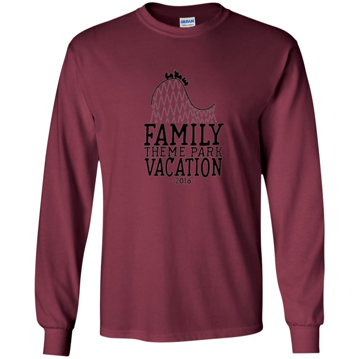 Family T-shirt Vacation 2018 Theme Park Roller Coaster Maroon