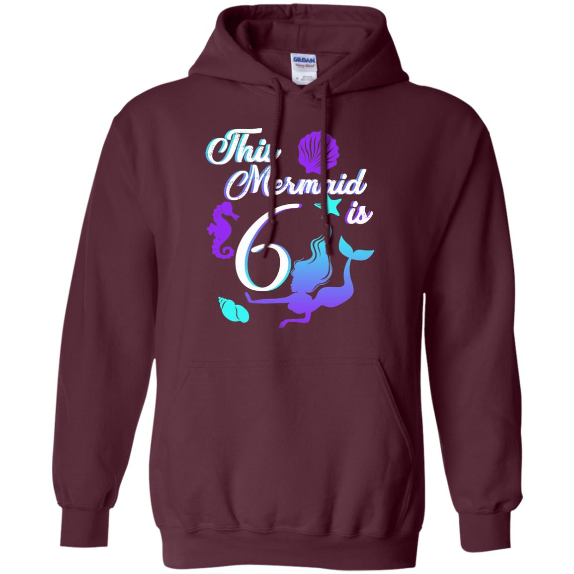 6th Birthday Shirt This Mermaid Is 6 Maroon