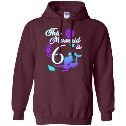 6th Birthday Shirt This Mermaid Is 6 Maroon