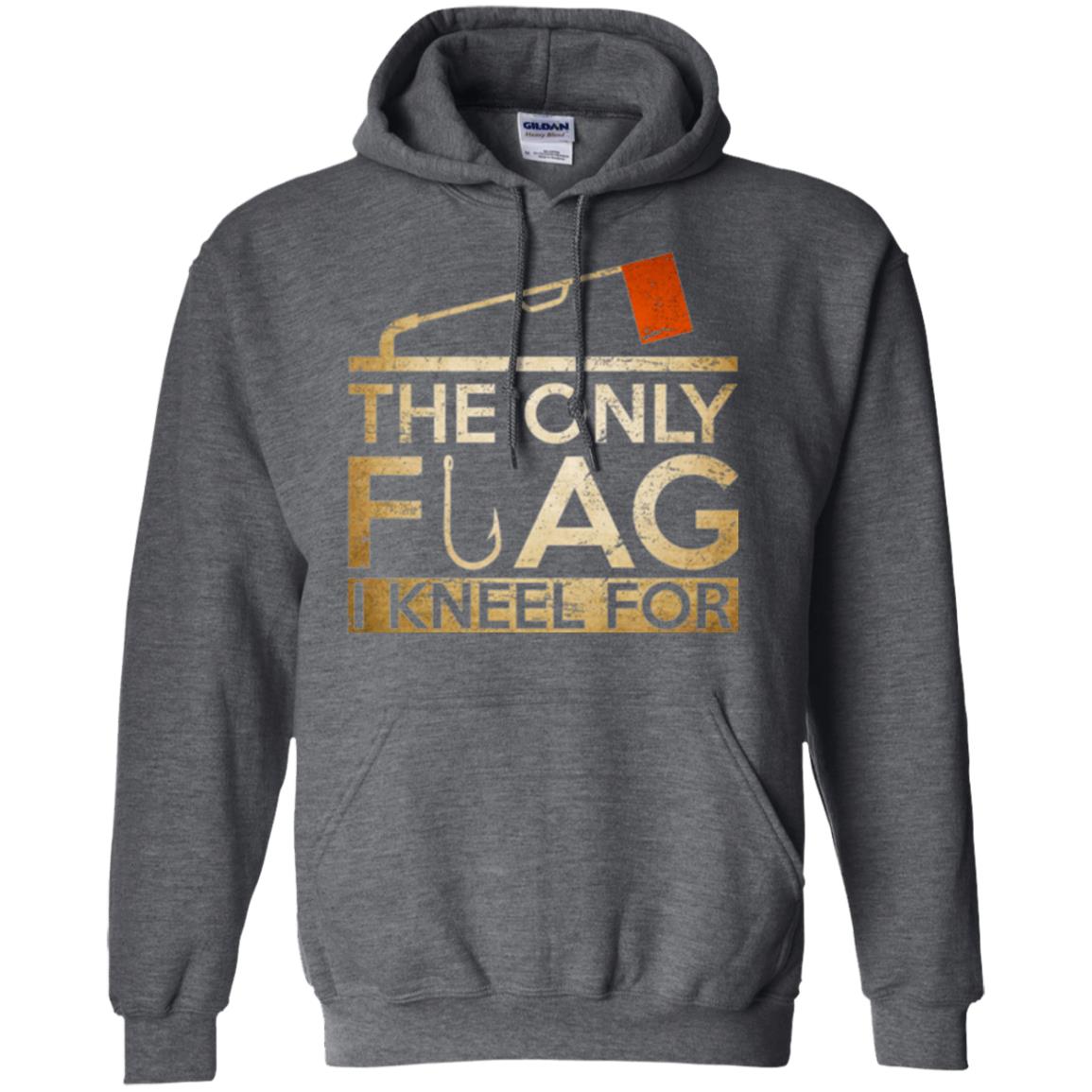 Ice Fishing T-shirt The Only Flag I Kneel For Dark Heather