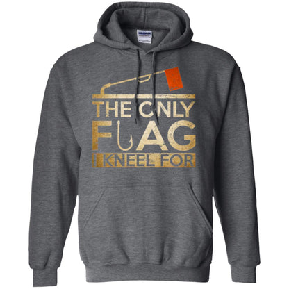 Ice Fishing T-shirt The Only Flag I Kneel For Dark Heather