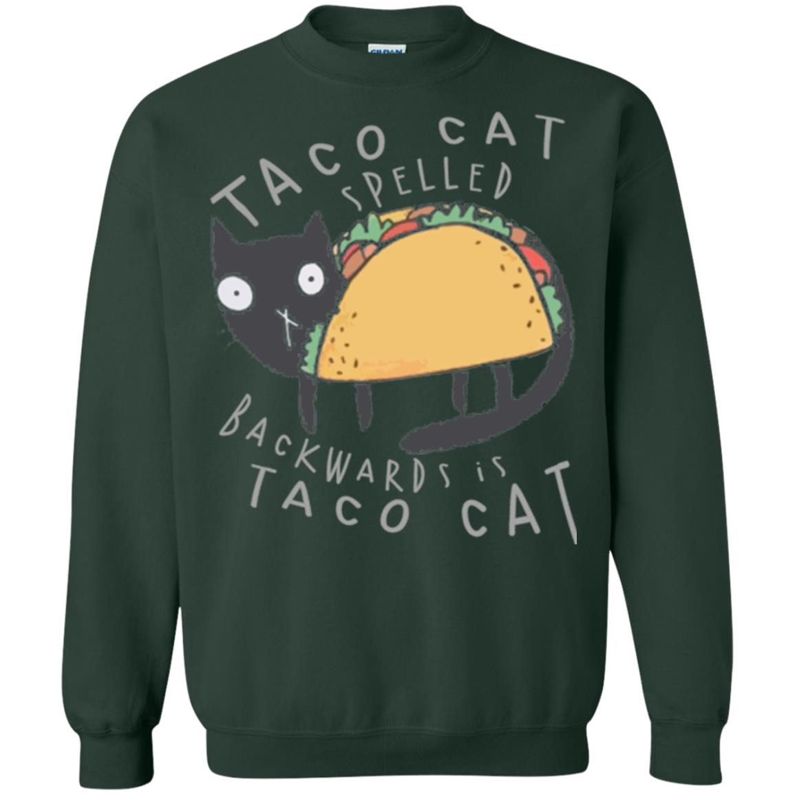 Cat Lovers T-shirt Taco Cat Spelled Backward Is Taco Cat Forest Green