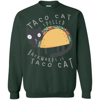 Cat Lovers T-shirt Taco Cat Spelled Backward Is Taco Cat Forest Green