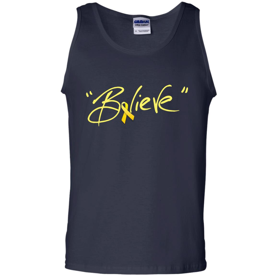 Sarcoma Bone Bladder Cancer Awareness Shirt Yellow Ribbon Believe Navy