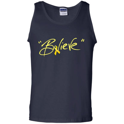 Sarcoma Bone Bladder Cancer Awareness Shirt Yellow Ribbon Believe Navy