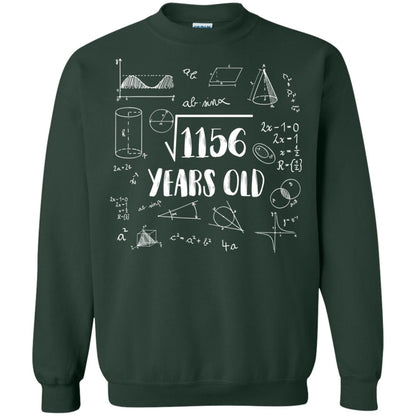 Square Root Of 1156 34th Birthday 34 Years Old Math T-shirt Forest Green
