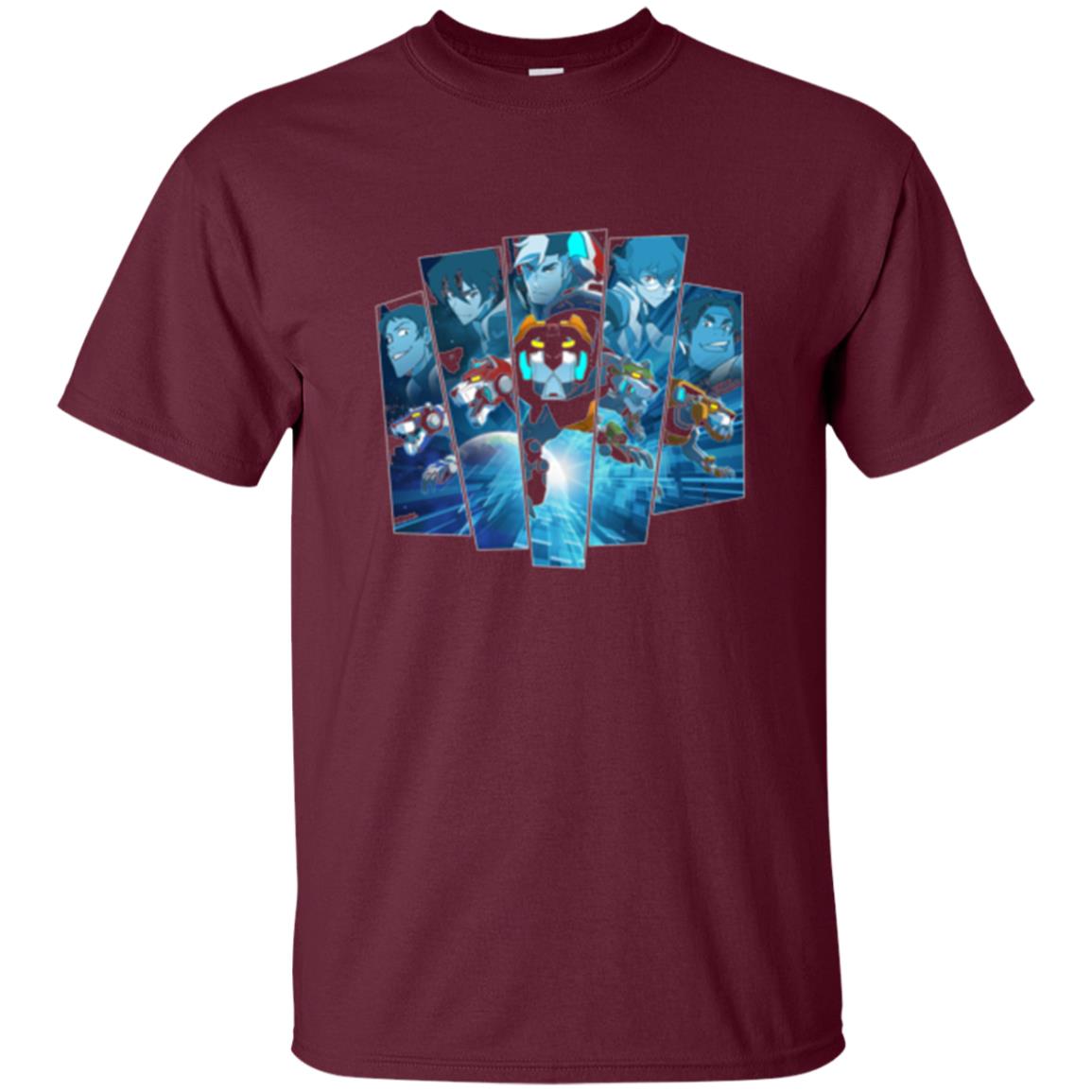 Voltron Legendary Defender 5 Lions In Blue Hue T-shirt Maroon