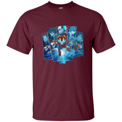 Voltron Legendary Defender 5 Lions In Blue Hue T-shirt Maroon